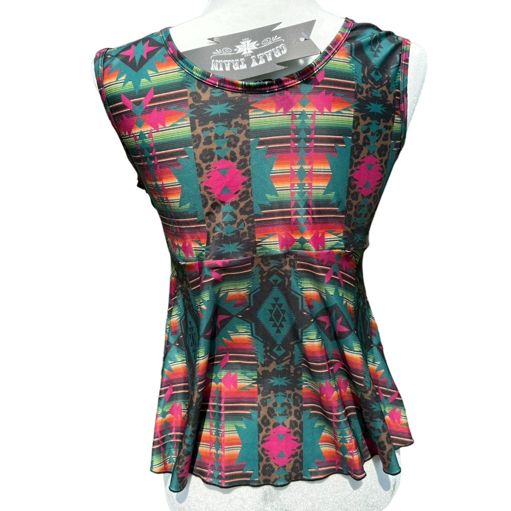 CRAZY TRAIN River Bend Tankini Swimsuit Top NWT Western Aztec Lined Medium - Picture 2 of 6